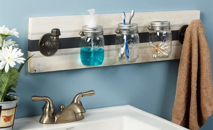 Mason Jar Bathroom Organizer